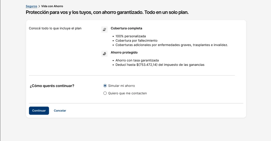 Pantalla nueva de presentación del producto