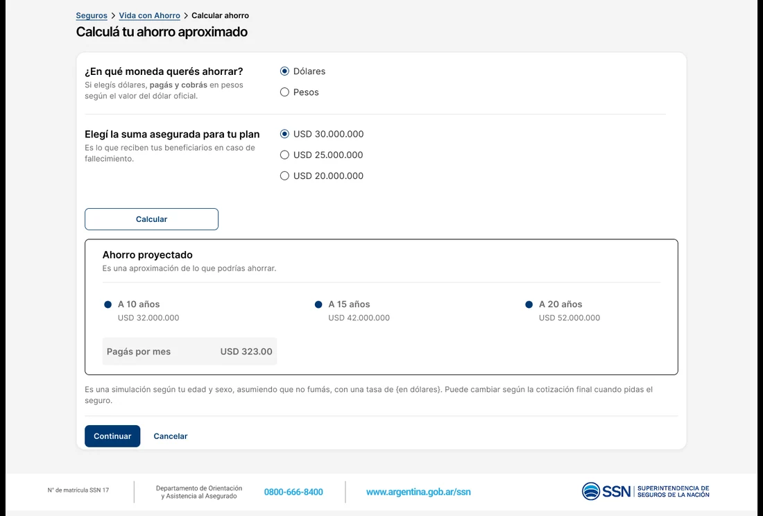 Simulador anterior de ahorro
