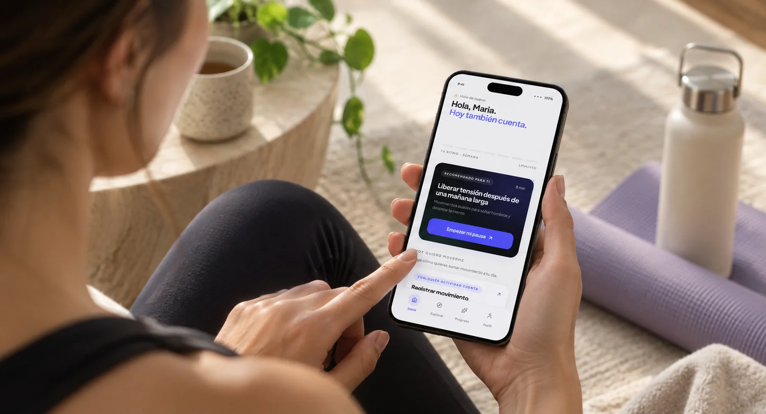 Una persona usando la app Mova en su celular